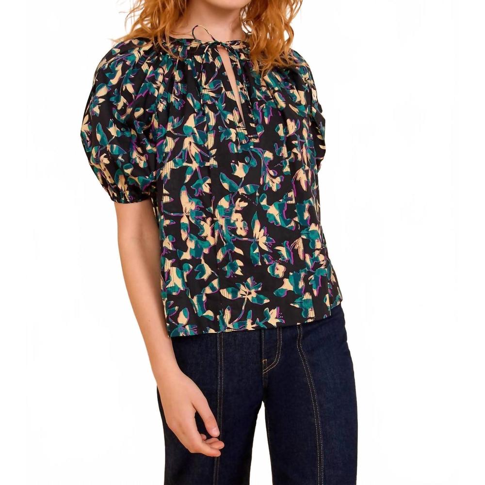 NEW ULLA JOHNSON loli short sleeve blouse in kaleidoscope - Picture 3 of 6